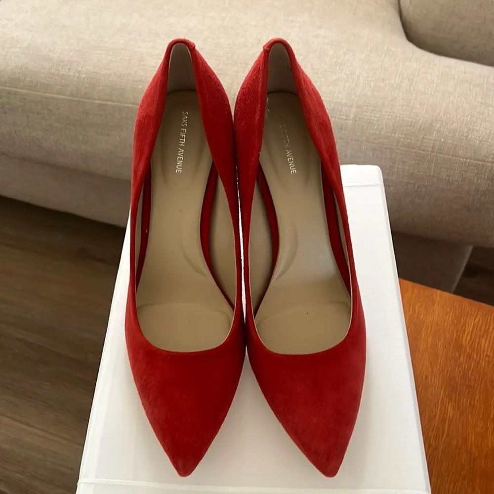Saks Fifth Avenue Red Heels - Picture 1 of 8
